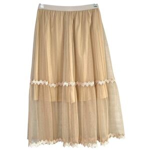 Fairy Tiered Tulle Skirt Lace Trim One Size Ethereal Romantic Coquette Boho‎